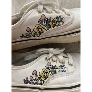 Mushroom Floral Embroidered Vans